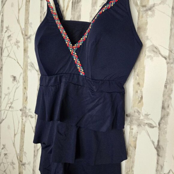 Lane Bryant Swim By Cacique V-Neck Rainbow Detail Ruffle Bathing Suit Top Size22 - Picture 2 of 7